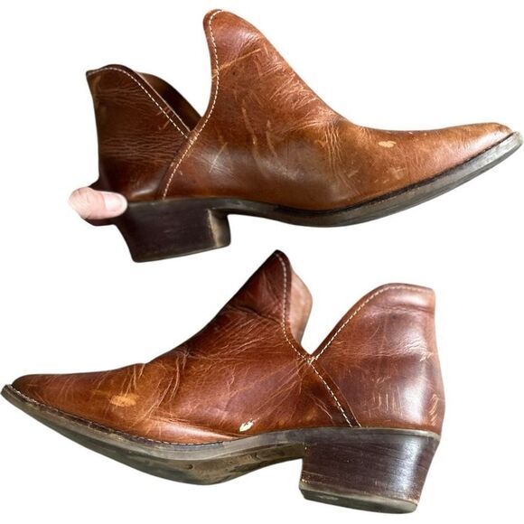 Steve Madden Austin Mid Ankle Leather Boots Size 9.5 Heel Western Cowboy Texas - Picture 6 of 7